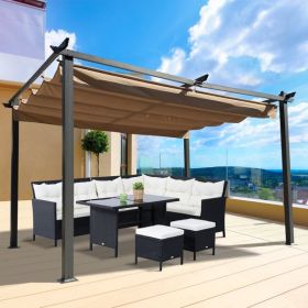 13 x 10 Ft Outdoor Patio Retractable Pergola; Beige