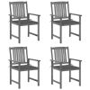 Patio Chairs with Cushions 4 pcs Gray Solid Acacia Wood