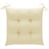 Patio Chairs with Cream White Cushions 8 pcs Solid Teak Wood