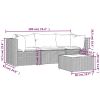 4 Piece Patio Lounge Set with Cushions Gray Poly Rattan