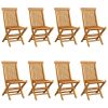 Patio Chairs with Cream White Cushions 8 pcs Solid Teak Wood