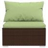 7 Piece Patio Lounge Set with Cushions Poly Rattan Brown
