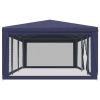 Party Tent with 8 Mesh Sidewalls Blue 29.5'x13.1' HDPE