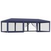Party Tent with 8 Mesh Sidewalls Blue 29.5'x13.1' HDPE