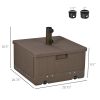 Outsunny 3-in-1 Outdoor Umbrella Base, Coffee End Table, Flower Box Planter, 175lbs Capacity Patio Umbrella Stand Table with Wheels and Handles, Brown