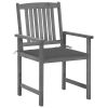 Patio Chairs with Cushions 4 pcs Gray Solid Acacia Wood