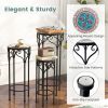 Decorative Flower Display Holder with Ceramic Top for Patio