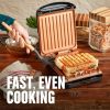 Electric Indoor Grill and Panini Press, Black with Copper Plates, Serves 2, Classic Plate