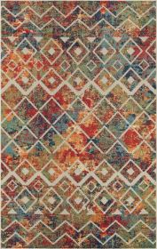 Stylish Classic Pattern Design Floral Damask High-Low Indoor Outdoor Area Rug (Color: As Pic Show)