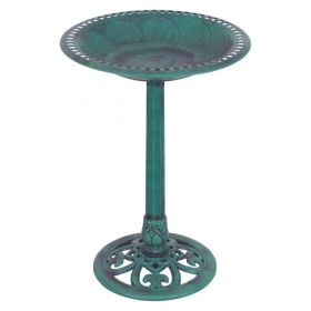 New Design Outdoor Garden Green Pedestal Bird Bath Feeder (Color: green)