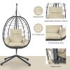 Outdoor Swing Chair Patio Wicker Hanging Egg Chair Hanging Basket Chair Hammock Chair with Stand for Bedroom Living Room Balcony