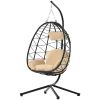 Outdoor Swing Chair Patio Wicker Hanging Egg Chair Hanging Basket Chair Hammock Chair with Stand for Bedroom Living Room Balcony