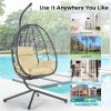 Outdoor Swing Chair Patio Wicker Hanging Egg Chair Hanging Basket Chair Hammock Chair with Stand for Bedroom Living Room Balcony