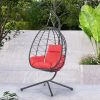Outdoor Swing Chair Patio Wicker Hanging Egg Chair Hanging Basket Chair Hammock Chair with Stand for Bedroom Living Room Balcony