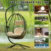 Outdoor Swing Chair Patio Wicker Hanging Egg Chair Hanging Basket Chair Hammock Chair with Stand for Bedroom Living Room Balcony