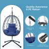 Outdoor Swing Chair Patio Wicker Hanging Egg Chair Hanging Basket Chair Hammock Chair with Stand for Bedroom Living Room Balcony