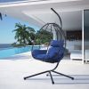 Outdoor Swing Chair Patio Wicker Hanging Egg Chair Hanging Basket Chair Hammock Chair with Stand for Bedroom Living Room Balcony