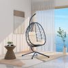 Outdoor Swing Chair Patio Wicker Hanging Egg Chair Hanging Basket Chair Hammock Chair with Stand for Bedroom Living Room Balcony