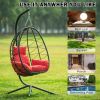 Outdoor Swing Chair Patio Wicker Hanging Egg Chair Hanging Basket Chair Hammock Chair with Stand for Bedroom Living Room Balcony