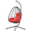 Outdoor Swing Chair Patio Wicker Hanging Egg Chair Hanging Basket Chair Hammock Chair with Stand for Bedroom Living Room Balcony