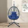 Outdoor Swing Chair Patio Wicker Hanging Egg Chair Hanging Basket Chair Hammock Chair with Stand for Bedroom Living Room Balcony