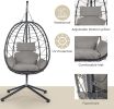Outdoor Swing Chair Patio Wicker Hanging Egg Chair Hanging Basket Chair Hammock Chair with Stand for Bedroom Living Room Balcony