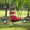 Outdoor Swing Chair Patio Wicker Hanging Egg Chair Hanging Basket Chair Hammock Chair with Stand for Bedroom Living Room Balcony