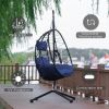 Outdoor Swing Chair Patio Wicker Hanging Egg Chair Hanging Basket Chair Hammock Chair with Stand for Bedroom Living Room Balcony