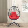 Outdoor Swing Chair Patio Wicker Hanging Egg Chair Hanging Basket Chair Hammock Chair with Stand for Bedroom Living Room Balcony