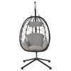 Outdoor Swing Chair Patio Wicker Hanging Egg Chair Hanging Basket Chair Hammock Chair with Stand for Bedroom Living Room Balcony