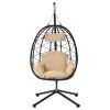 Outdoor Swing Chair Patio Wicker Hanging Egg Chair Hanging Basket Chair Hammock Chair with Stand for Bedroom Living Room Balcony
