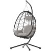 Outdoor Swing Chair Patio Wicker Hanging Egg Chair Hanging Basket Chair Hammock Chair with Stand for Bedroom Living Room Balcony